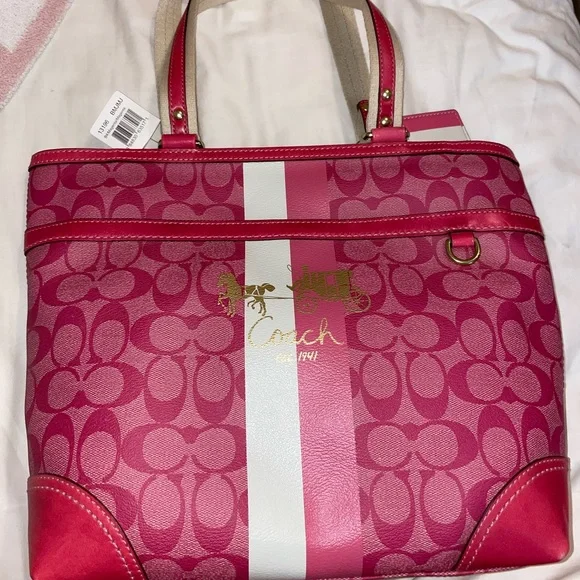 美品 COACH VINTAGE コーチ エナメル pink tote bag Coach | Bags | Brand New Authentic Vintage Coach Pink Tote